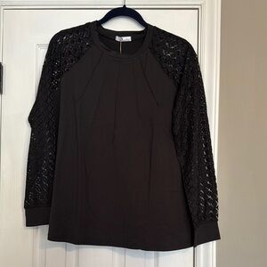 NWT Black Embellished Long Sleeve Blouse
